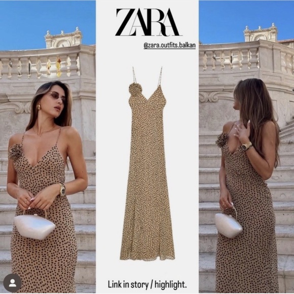 Zara Dresses & Skirts - NWT Zara blogger fav FLORAL POLKA DOT dress 
Light Brown  3675/535